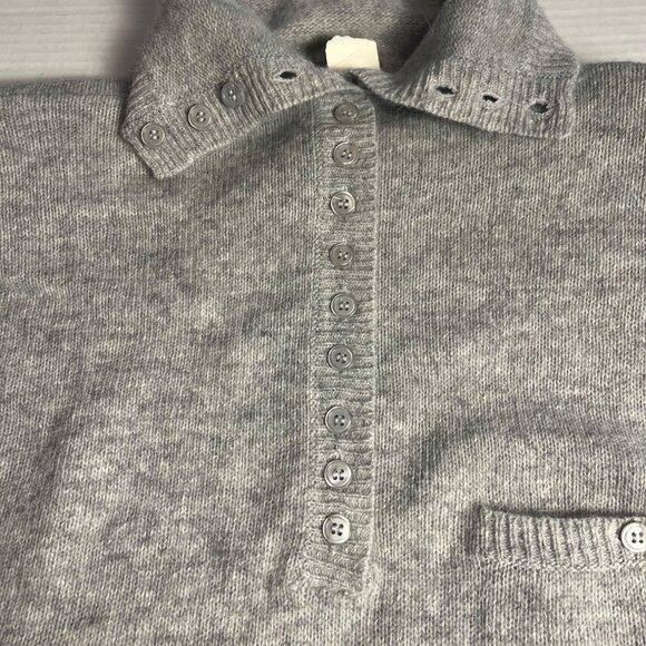 Amanda Smith S Gray lambsWool-Blend Sweater Button-Up Collar & Pocket Womens - Picture 6 of 12